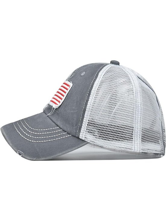 〽️Women Flag Gray High Ponytail Baseball Cap Trucker Bad Hair Day Adjustable main image 5